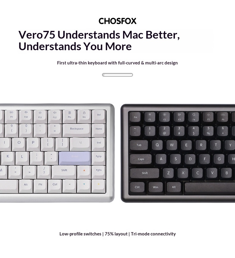 Android Tablet Gaming Accessories - Vero75 Düşük Profil Mekanik Klavye Üç
