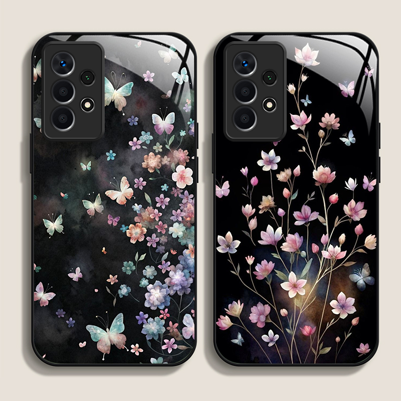 Samsung Galaxy A55 - Vintage Çiçek Sanatı Kelebek Çiçek Desenli
