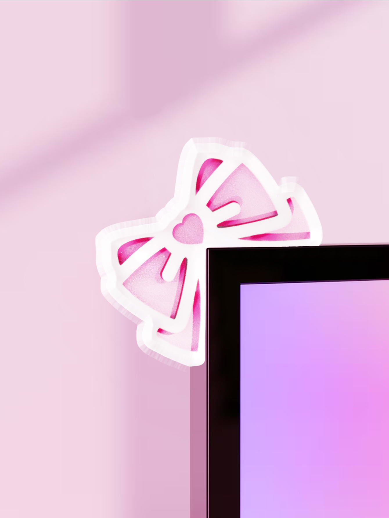 Tablet Lap Desk - Kawaii Fiyonklu Monitör Süsü, Pembe Akrilik